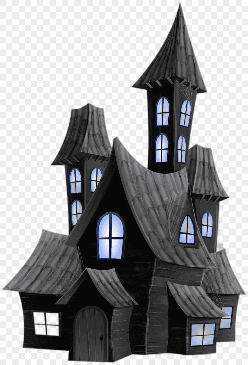 png clipart black and grey castle illustration halloween ghost halloween scary house happy halloween building