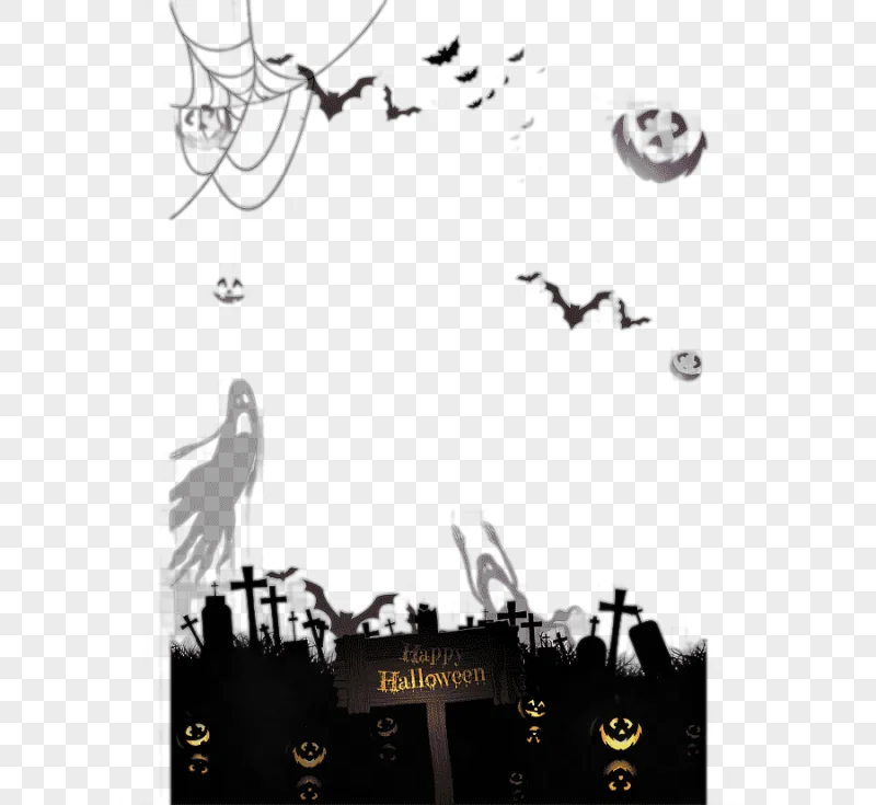 png clipart ghost and bats during full moon illustration halloween party halloween night happy halloween text