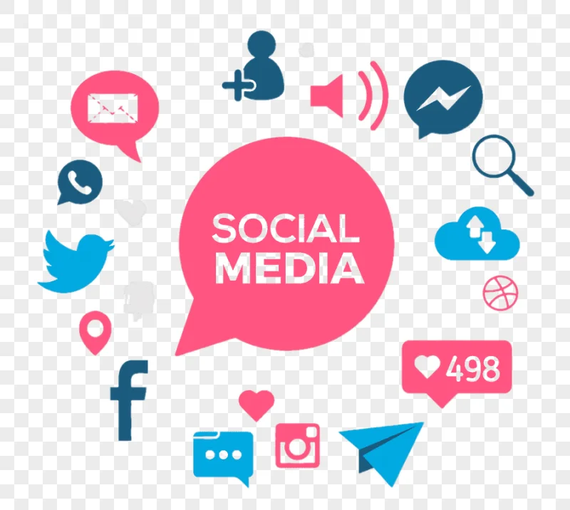 png clipart pink and blue background with text overlay social media optimization social media marketing digital marketing social media text logo