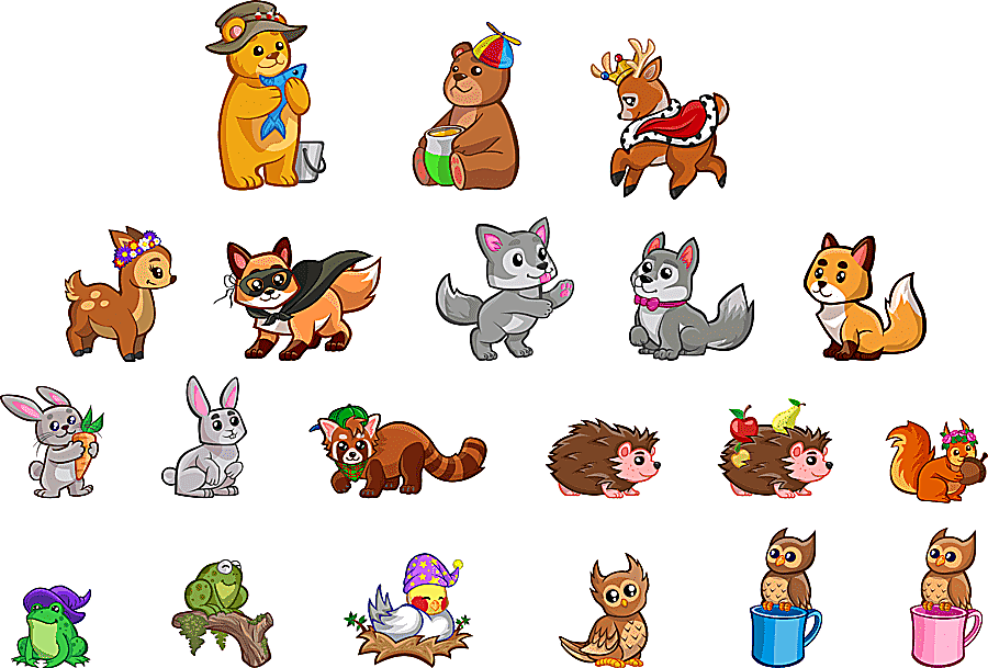 png clipart a variety of small animals cartoon horse cartoon character