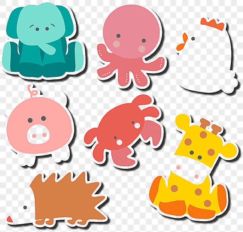 png clipart animals animal cartoon seven cute animal stickers material food orange