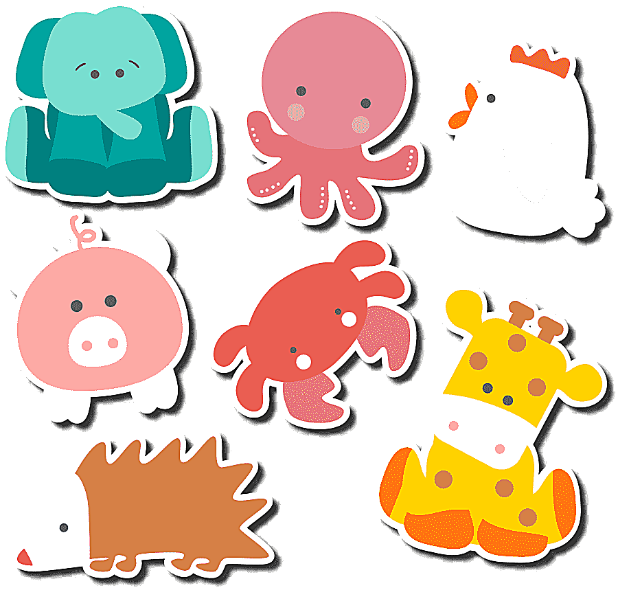 png clipart animals animal cartoon seven cute animal stickers material food orange