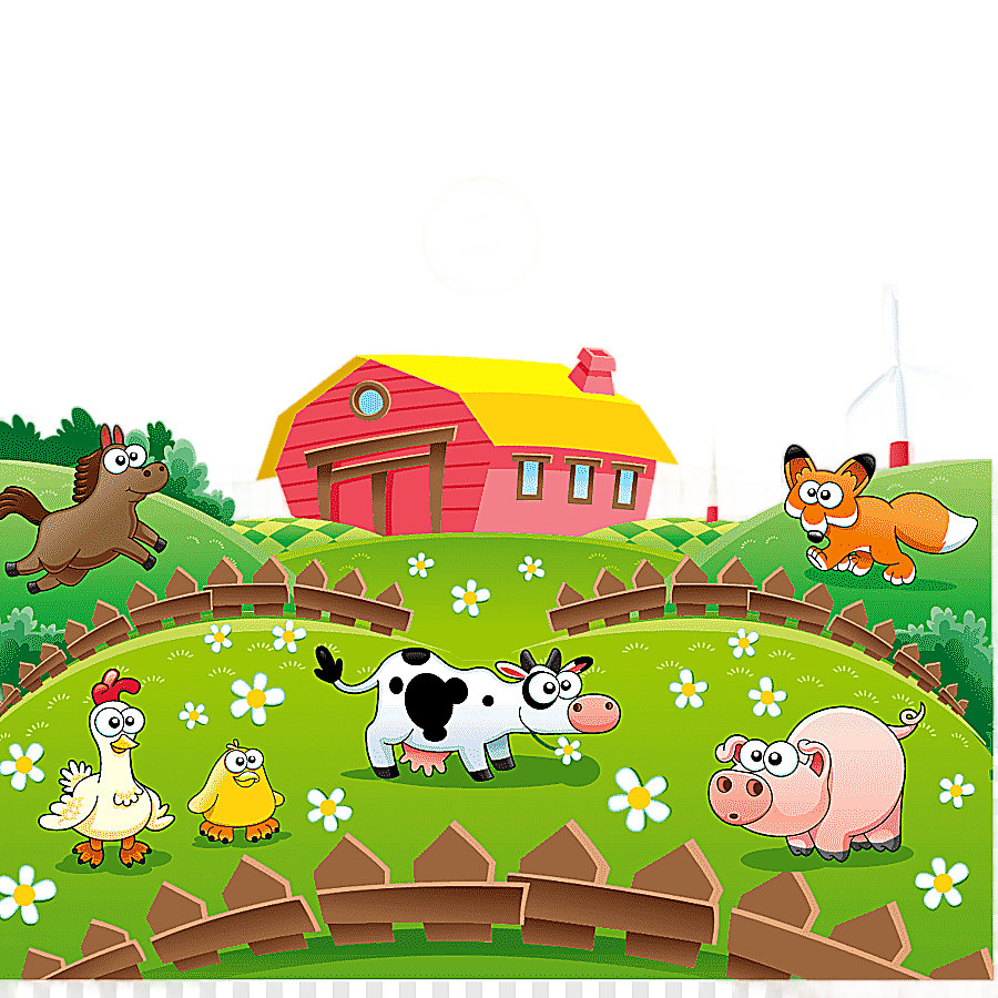 png clipart animals near house illustration cattle cartoon farm illustration cute animal f