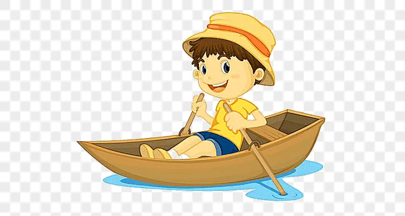png clipart animated boy riding brown canoe boat row row row your boat rowing childrens so