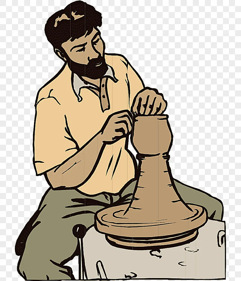 png clipart animation pottery cartoon painted pottery made man beard watercolor painting c