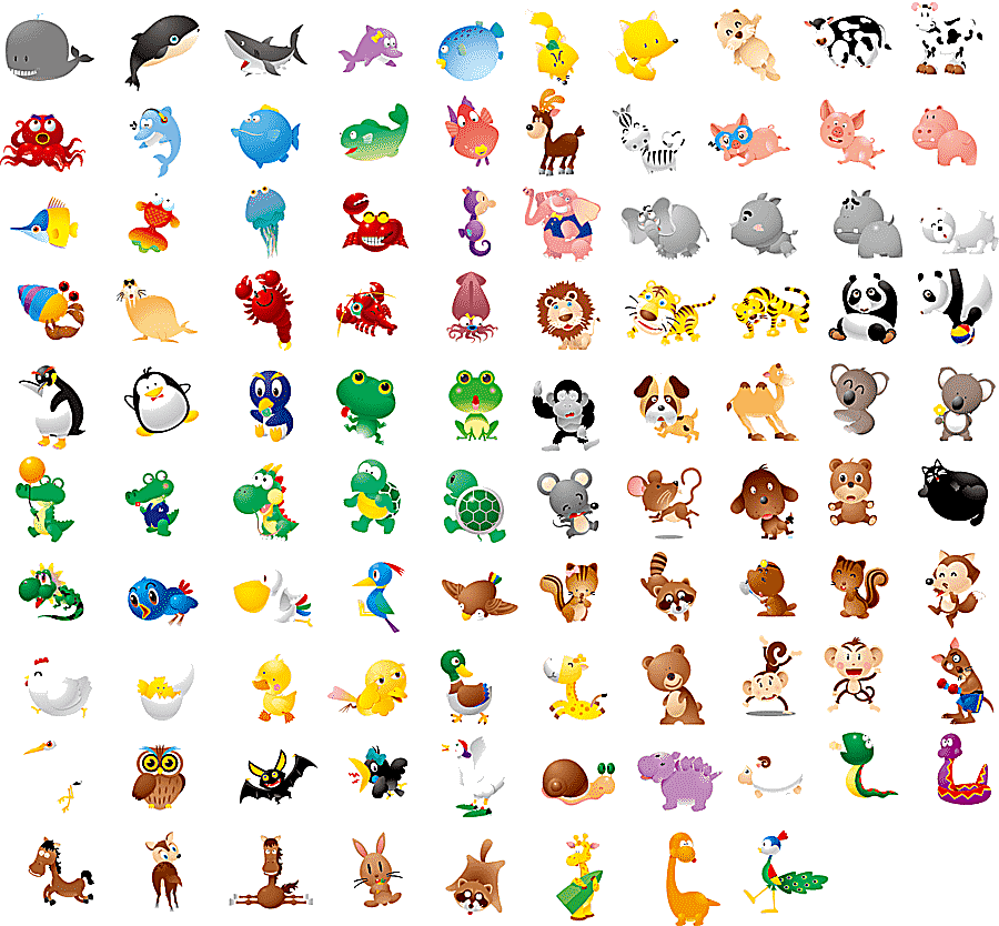 png clipart assorted animals cartoon cuteness drawing animal animals other happy birthday