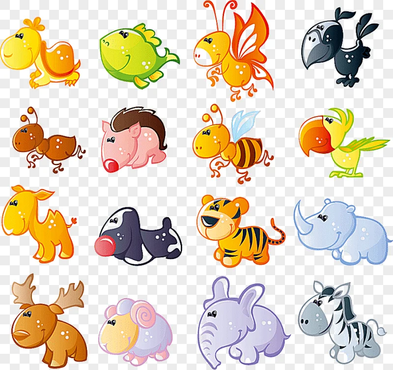 png clipart assorted animals illustration cute cartoon animals material horse cartoon char
