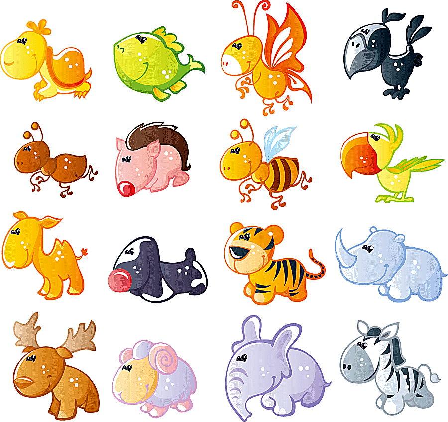 png clipart assorted animals illustration cute cartoon animals material horse cartoon char