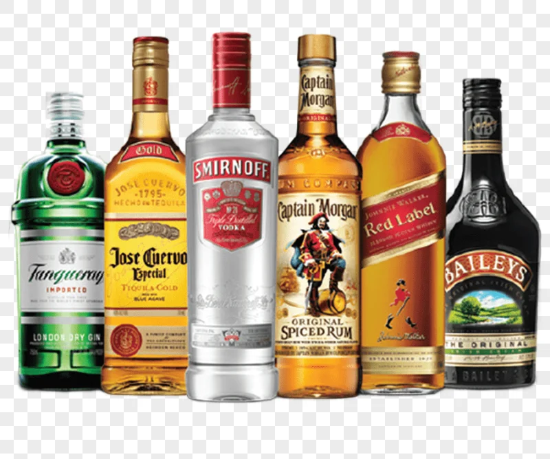 png clipart assorted brand liquor bottles illustration whiskey budweiser distilled beverag
