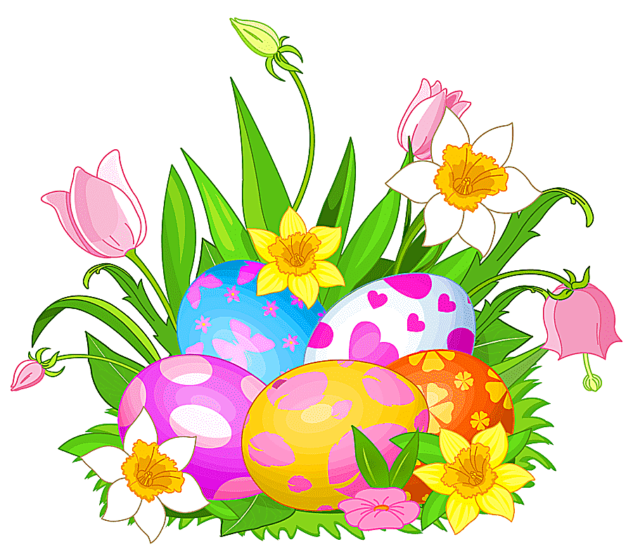 png clipart assorted color easter egg illustration easter bunny easter eggs and flowers he