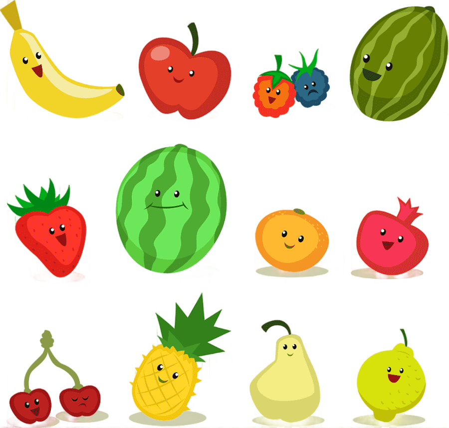 png clipart assorted fruits illustration fruit apple cartoon cartoon fruit material cartoo