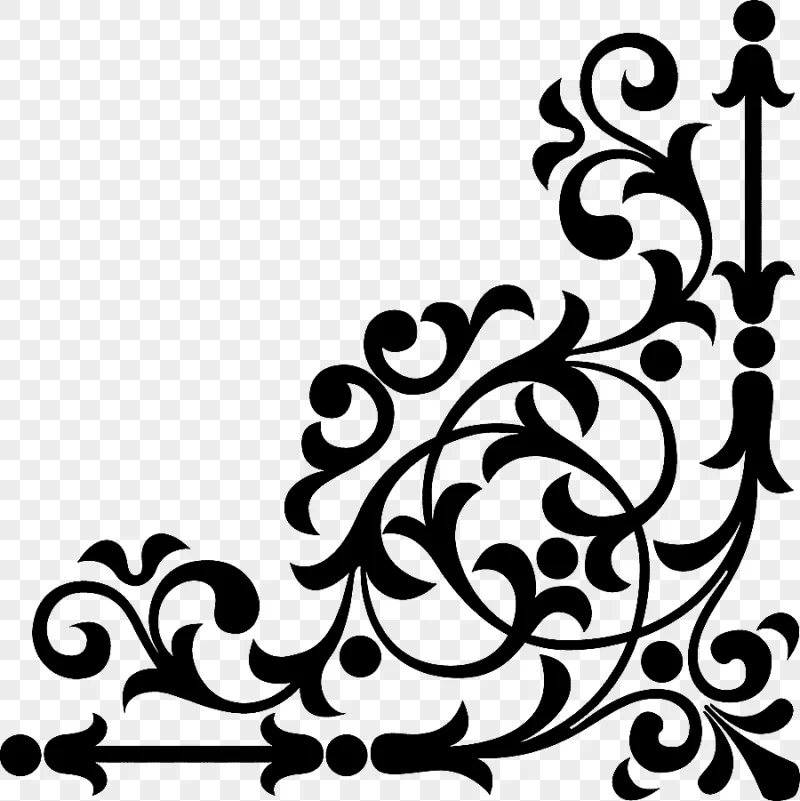 png clipart black floral frames corner line miscellaneous leaf