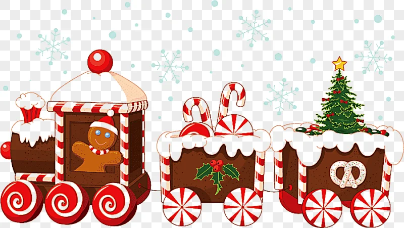 png clipart brown and white train and gingerbread illustration train santa claus christmas