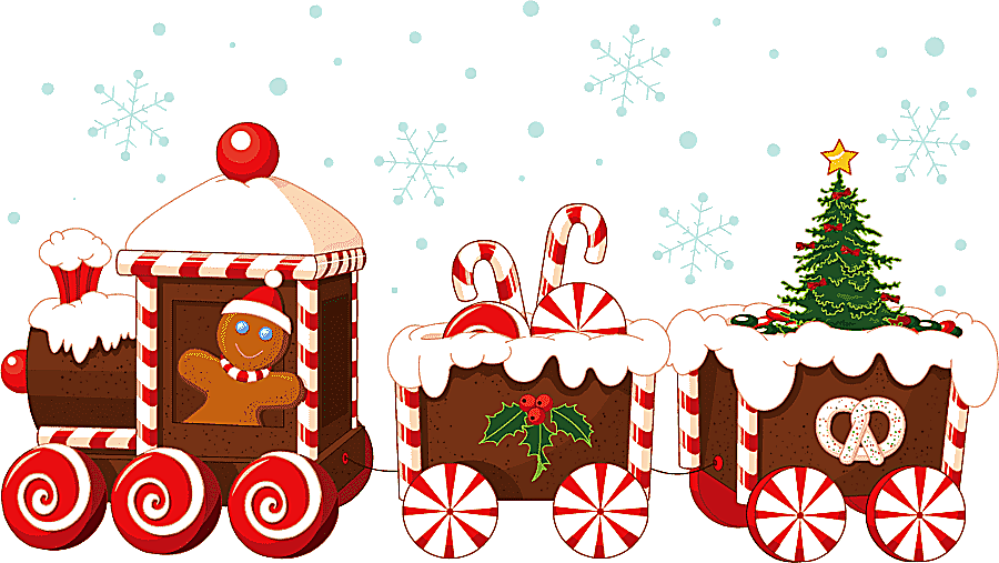 png clipart brown and white train and gingerbread illustration train santa claus christmas