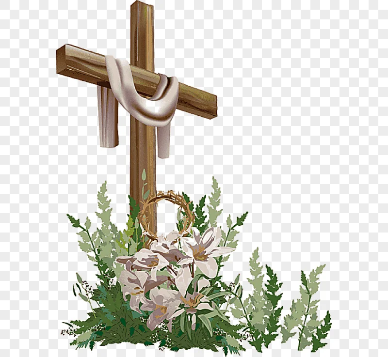 png clipart brown cross with flowers in front illustration easter cross blessing church ch