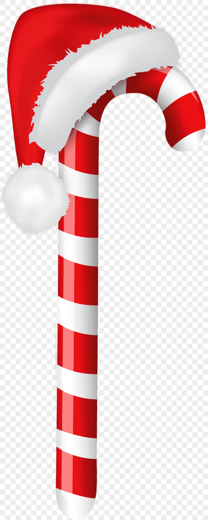 png clipart candy cane santa claus christmas candy cane with santa hat white hat