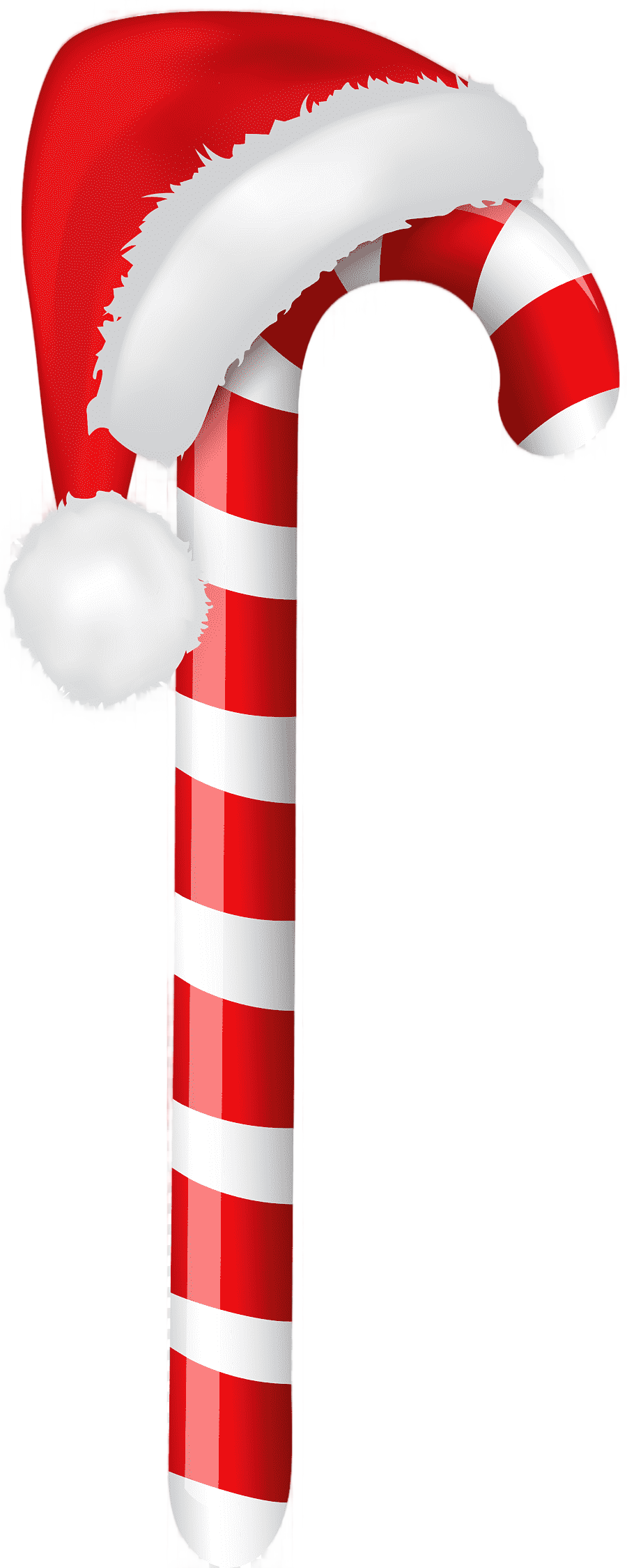png clipart candy cane santa claus christmas candy cane with santa hat white hat