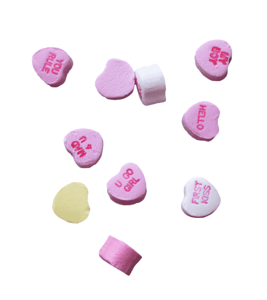 png clipart candy hearts s heart shaped pink yellow and white candies