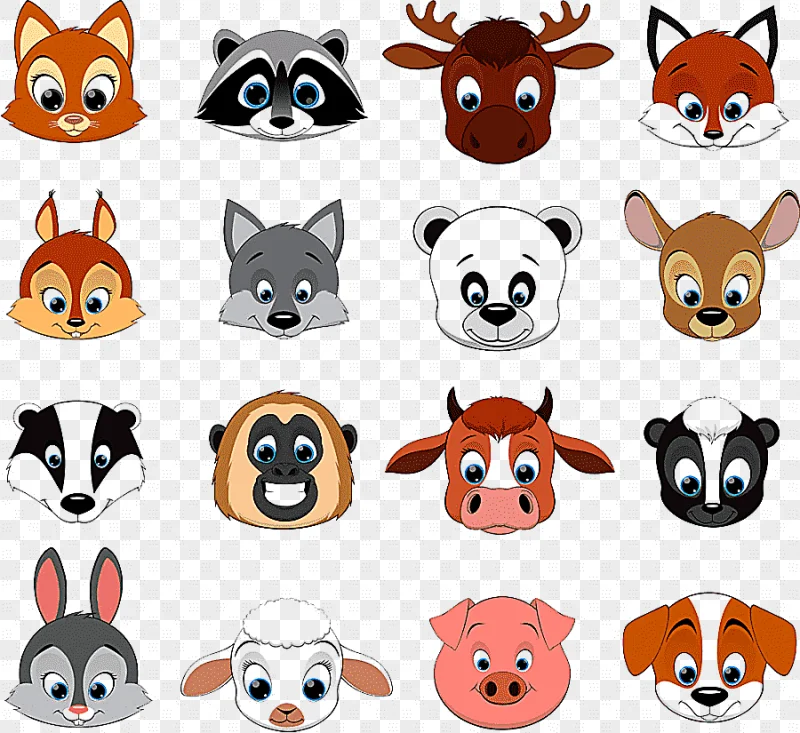 png clipart cartoon animal small head combination animal head portrait