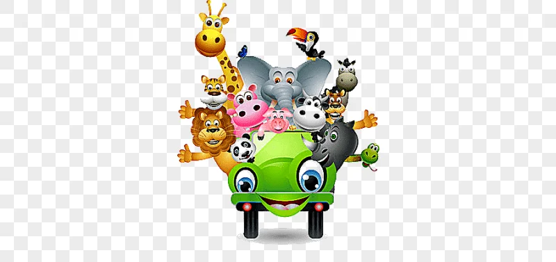 png clipart cartoon car with all kinds of animals zoo green