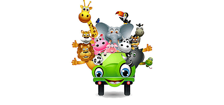 png clipart cartoon car with all kinds of animals zoo green