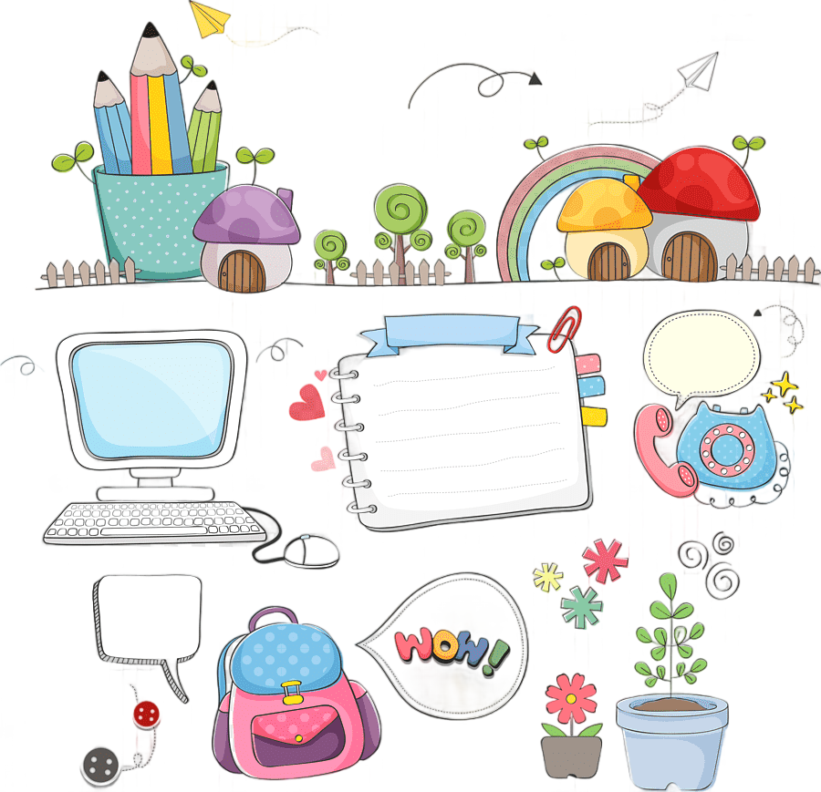 png clipart cartoon computer monitor notebook plants telephone and pencil illustration lea