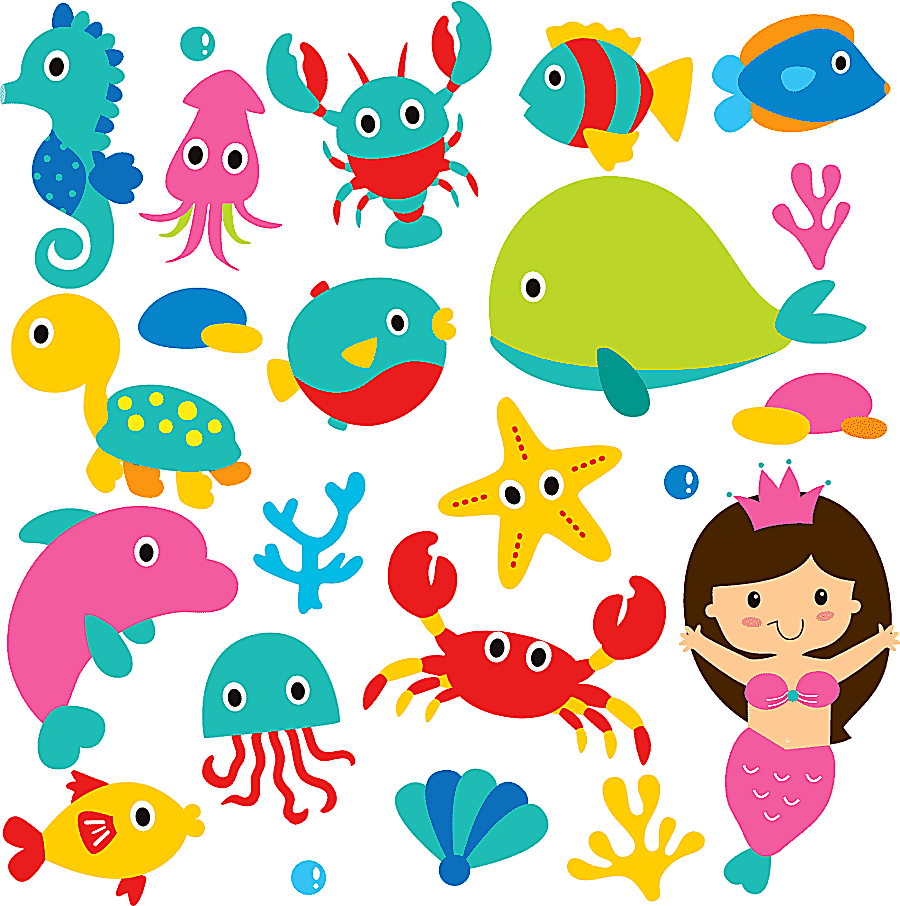 png clipart cartoon cute sea animals and mermaid