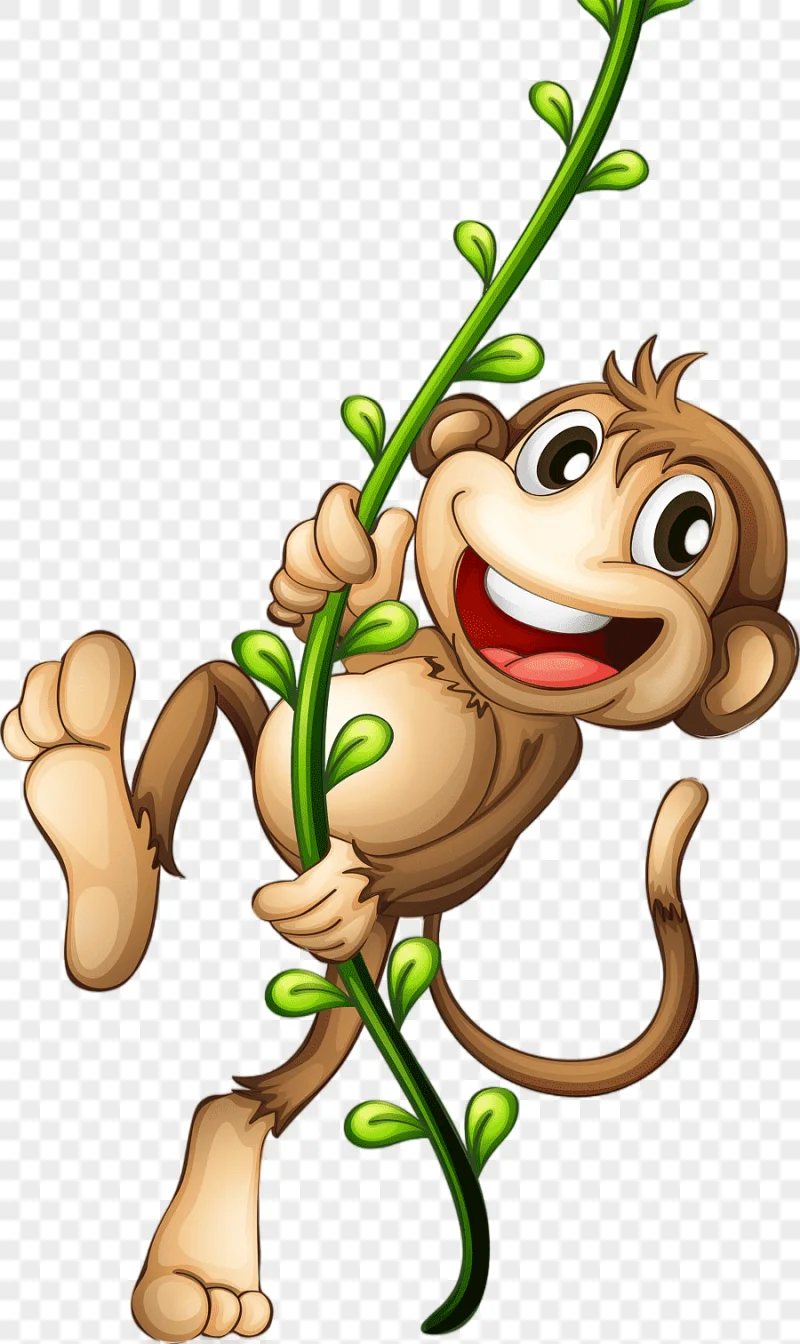png clipart cartoon monkey cartoon monkey monkey holding vine illustration cartoon charact
