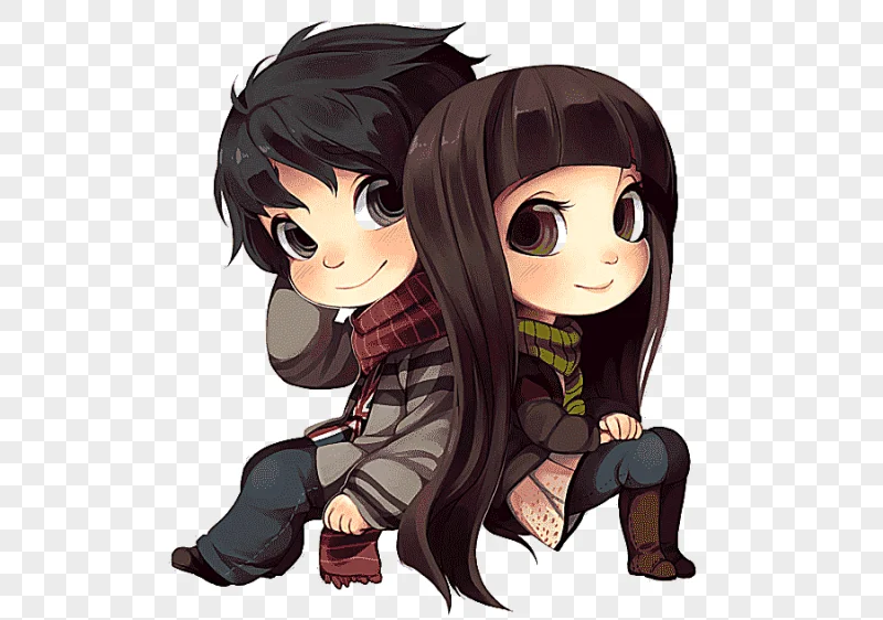 png clipart chibi anime drawing bear cartoon couple love black hair