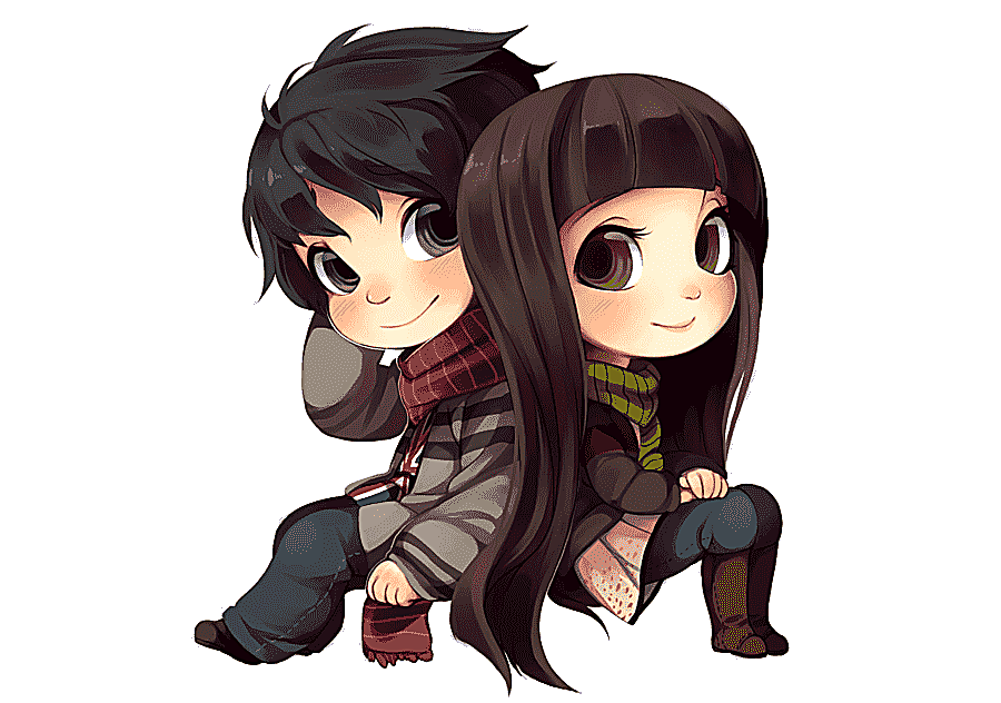 png clipart chibi anime drawing bear cartoon couple love black hair