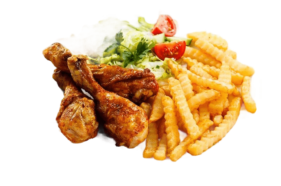 png clipart cooked chicken salad and fries on round white ceramic plate buffalo wing fried