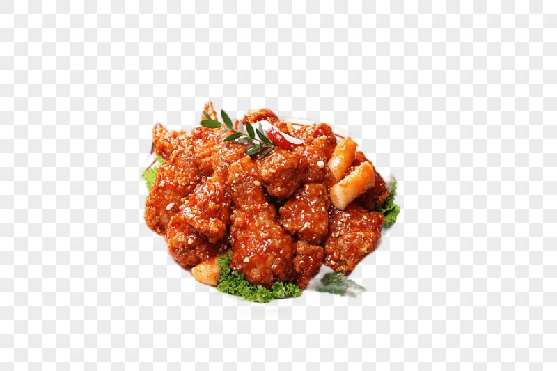 png clipart cooked food on plate chicken 65 sweet and sour korean fried chicken korean fri