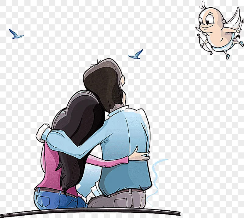 png clipart couple with angel illustration cartoon couple animation couple under moon love