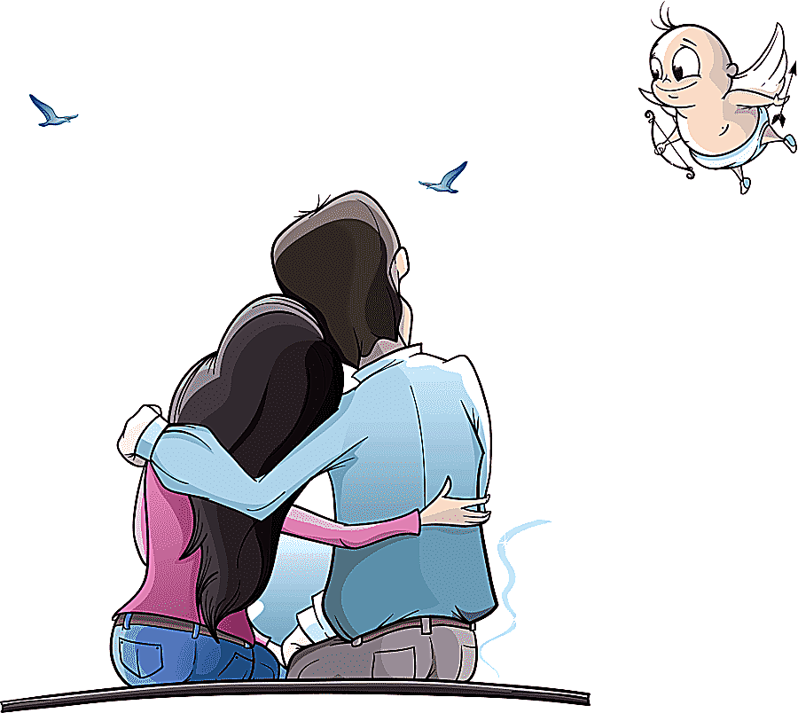 png clipart couple with angel illustration cartoon couple animation couple under moon love