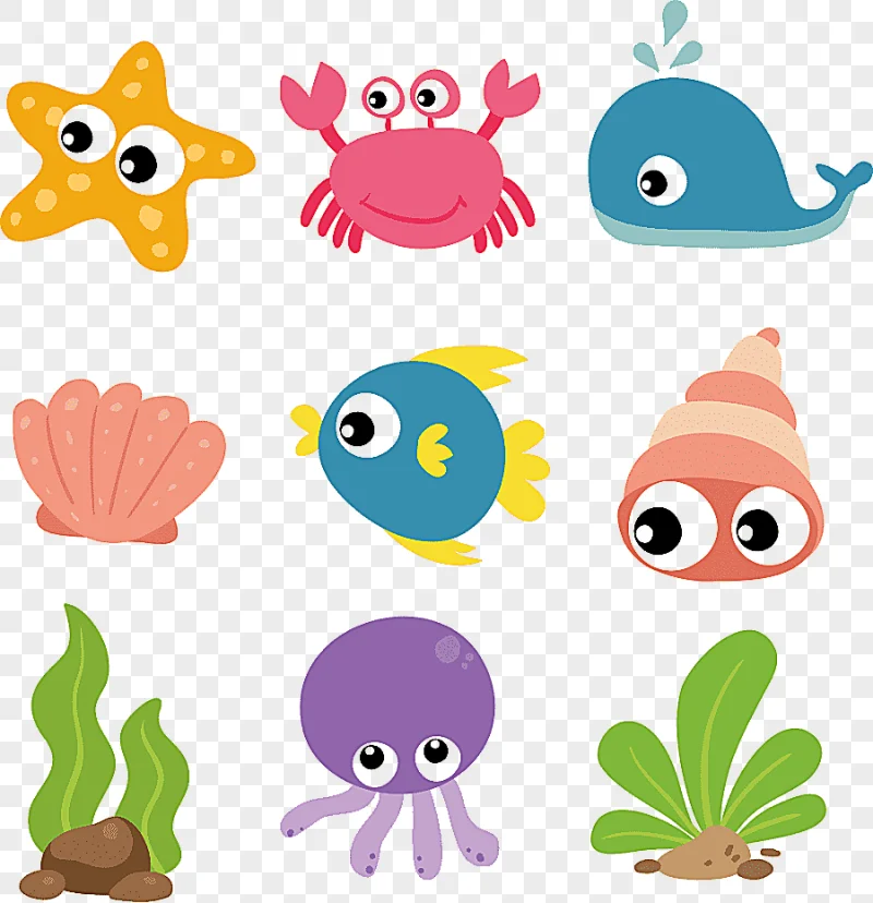 png clipart cute cartoon sea animals collection