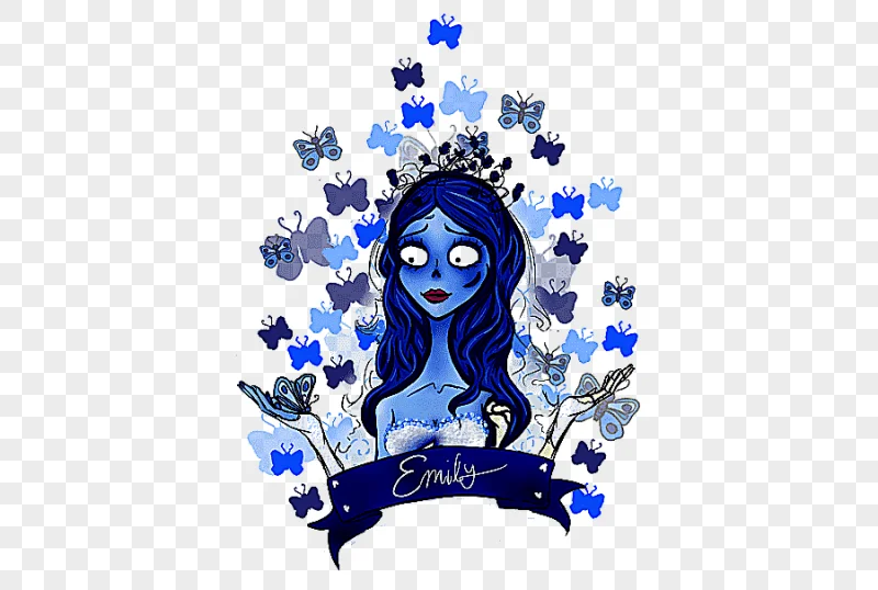 png clipart drawing anime cartoon corpse bride blue poster