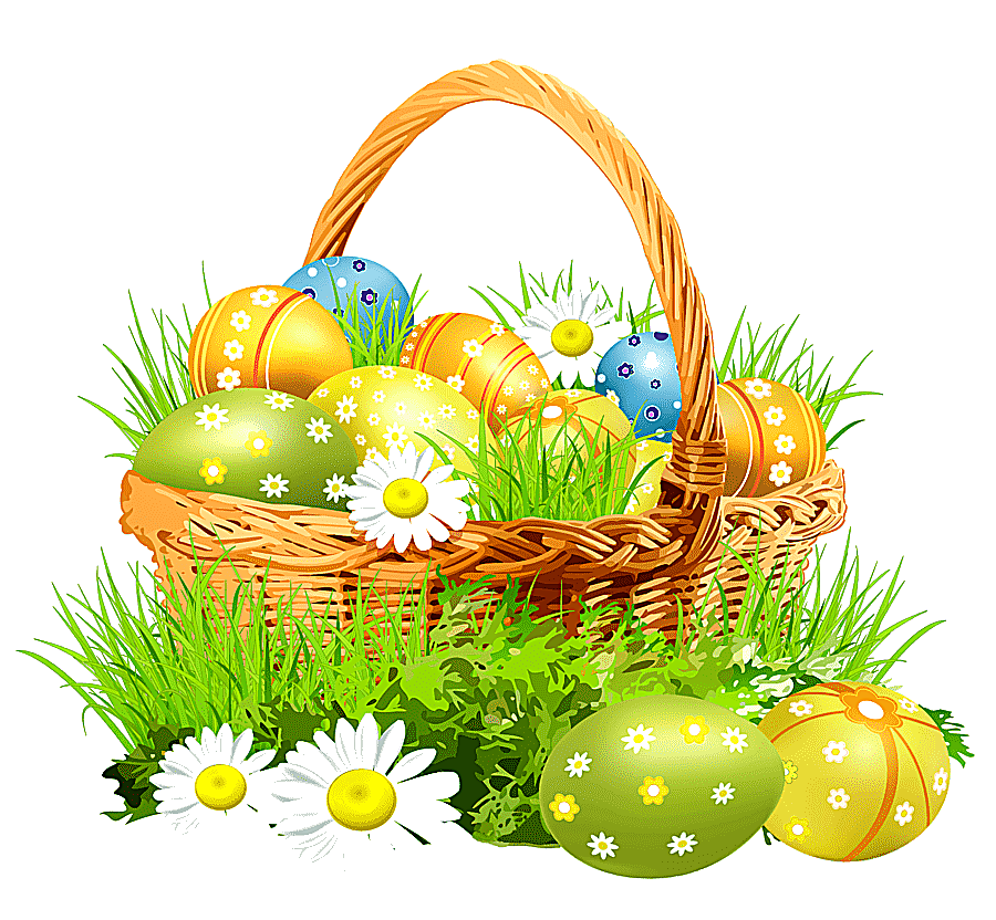 png clipart easter bunny easter basket easter basket with eggsand daisies white daisies an