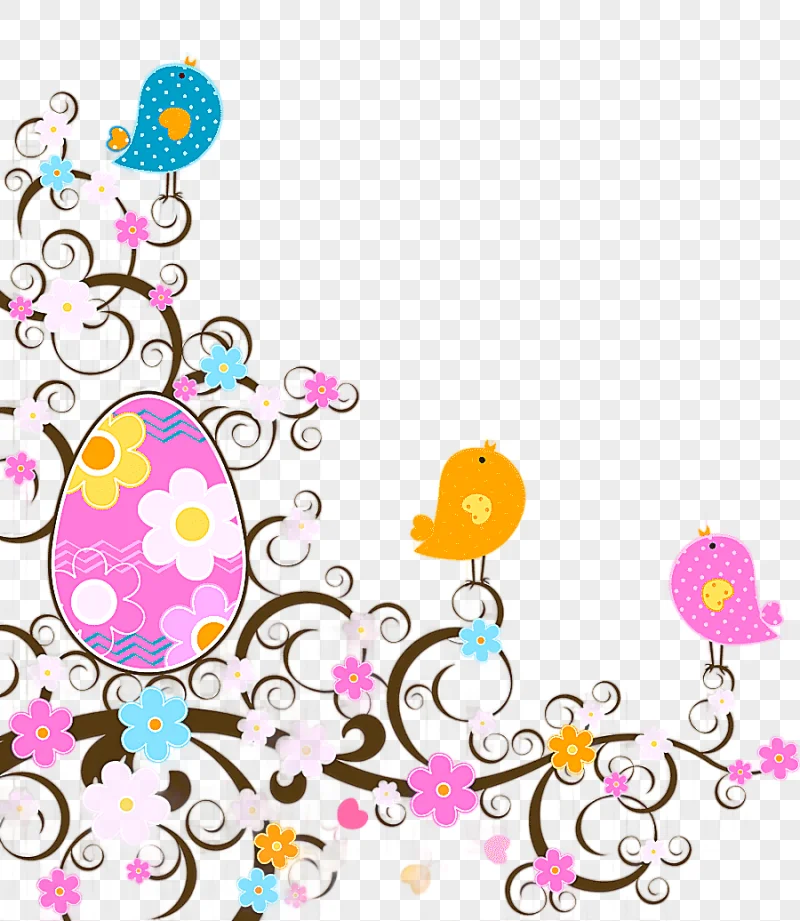 png clipart easter bunny easter egg easter decoration with flowers pink blue and white flo