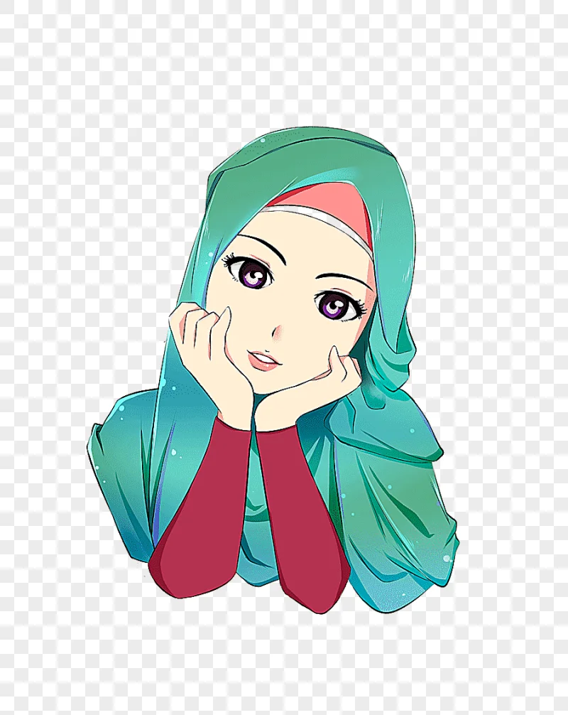 png clipart female anime character hijab cartoon islam muslim drawing hijab face manga