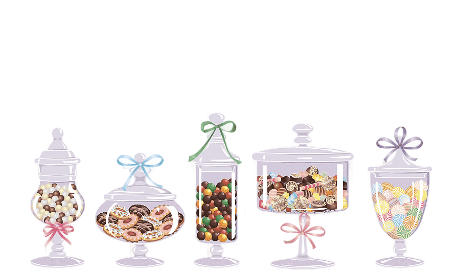 png clipart five assorted candy jars illustration candy candy jar painted food