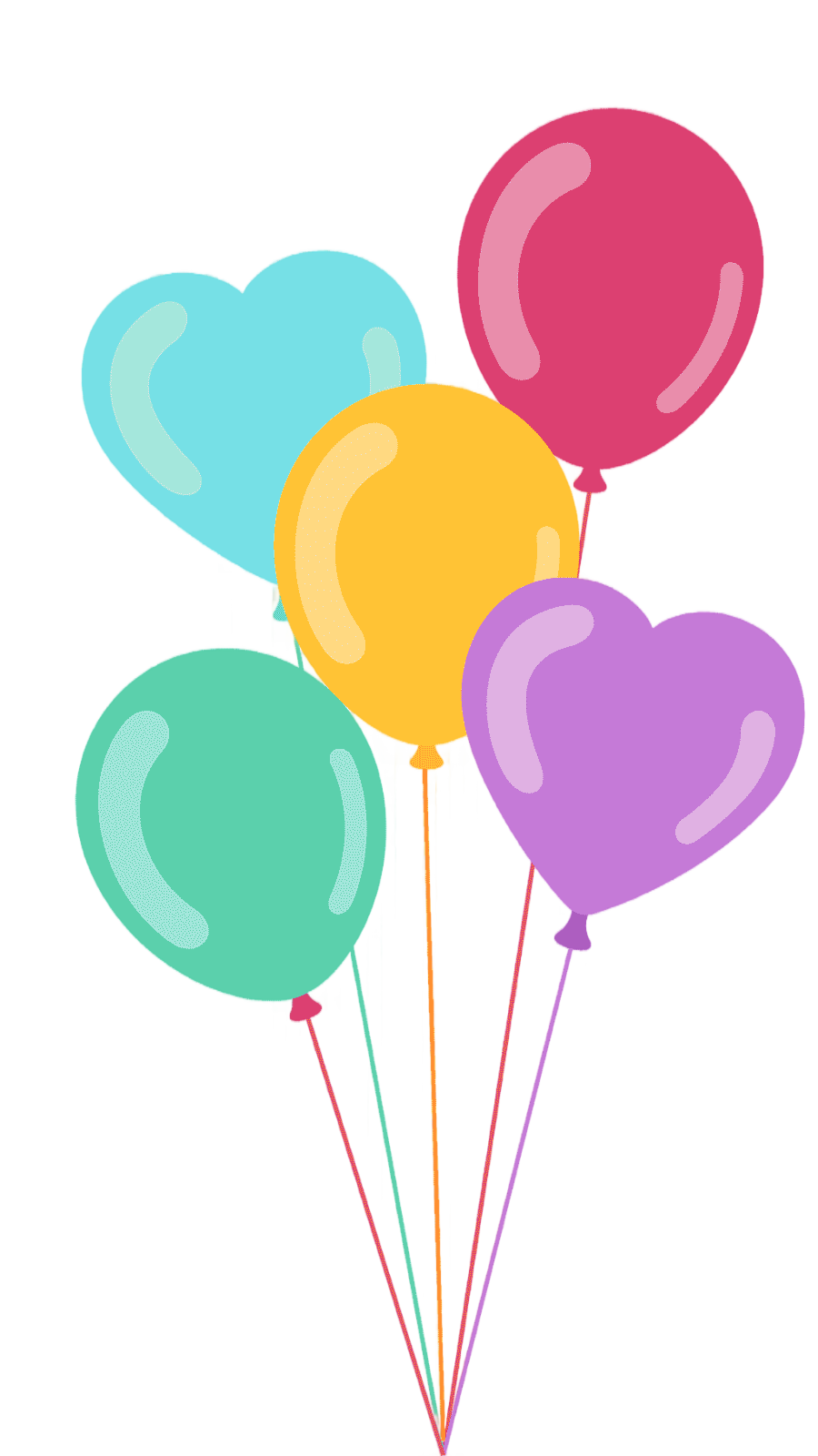 png clipart five assorted color and shape balloons art hikarigaoka ima galinha pintadinha