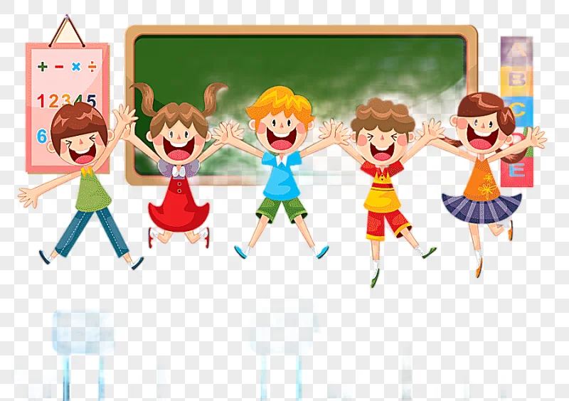png clipart five children s jumping animated illustration student school classroom educati