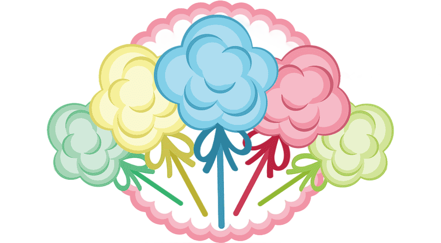 png clipart five cotton candies cotton candy sweetness euclidean hand colored cotton candy