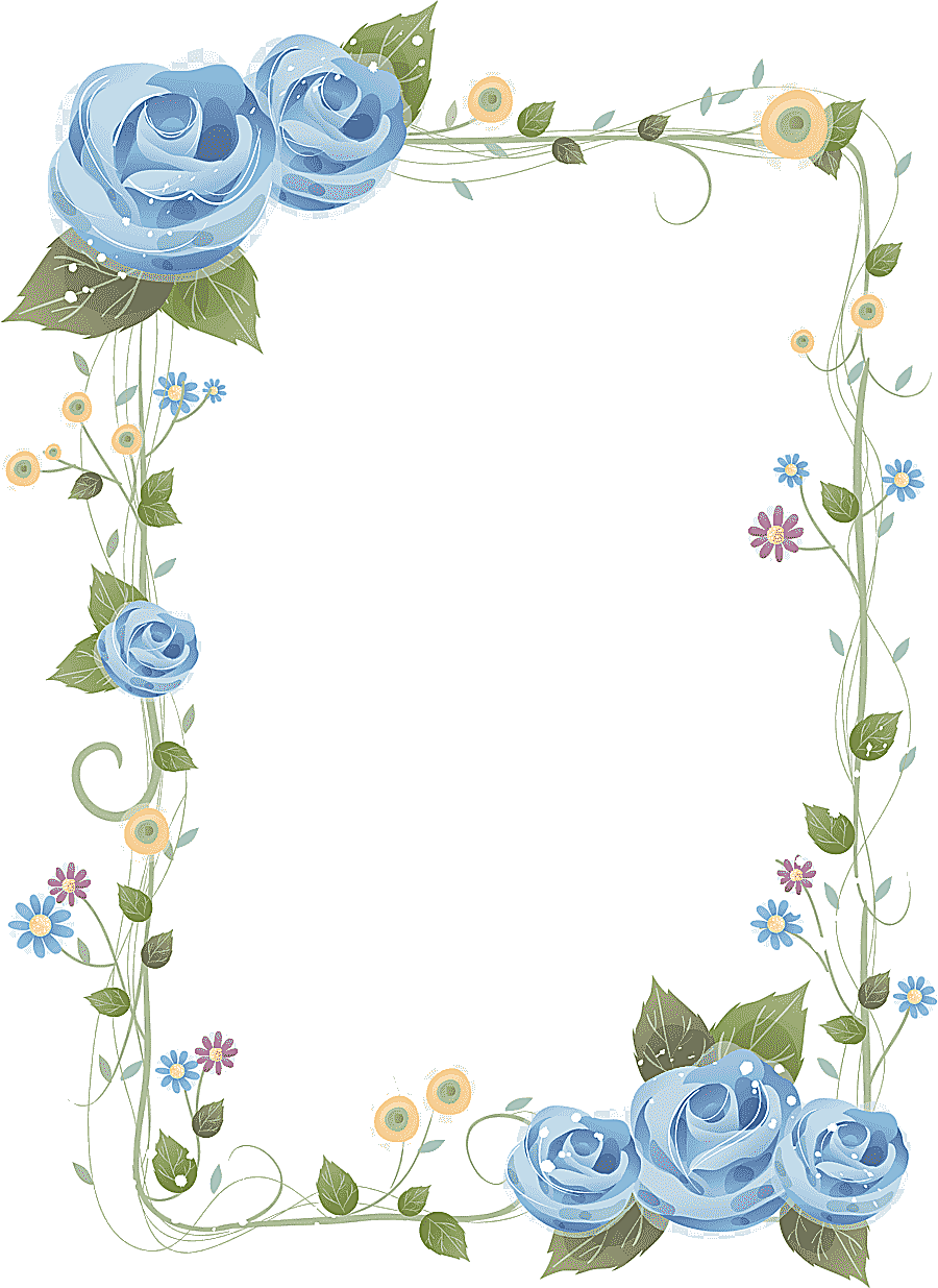 png clipart flower blue rose frames chinese border blue and green flowers frame illustrati