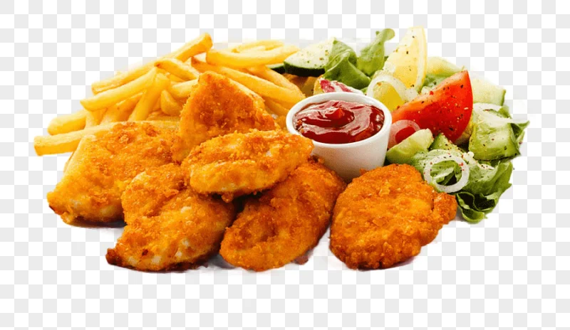 png clipart fried meat dish and potato fries in plate chicken nugget french fries chicken