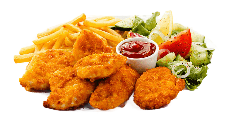 png clipart fried meat dish and potato fries in plate chicken nugget french fries chicken