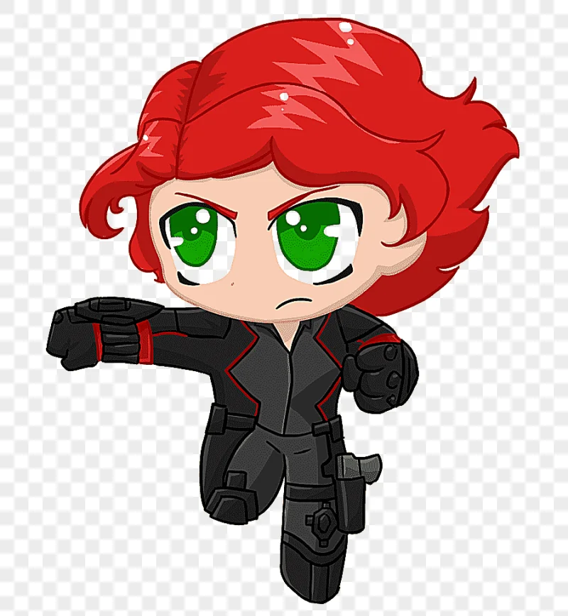 png clipart girl anime character black widow marvel comics cartoon chibi black widow marve
