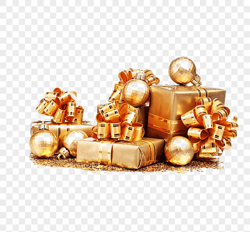 png clipart gold gift boxes and baubles santa claus gift christmas ornament gold christmas