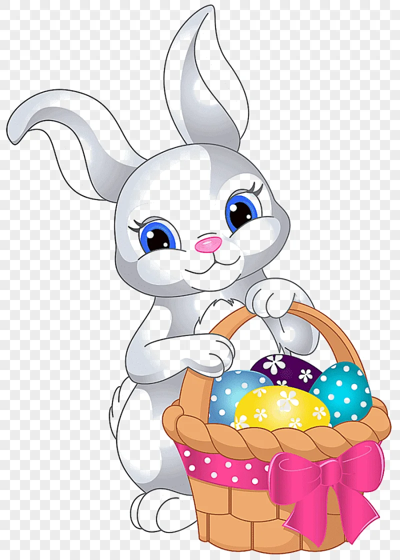 png clipart grey rabbit holding basket with eggs illustration easter bunny easter bunny wi