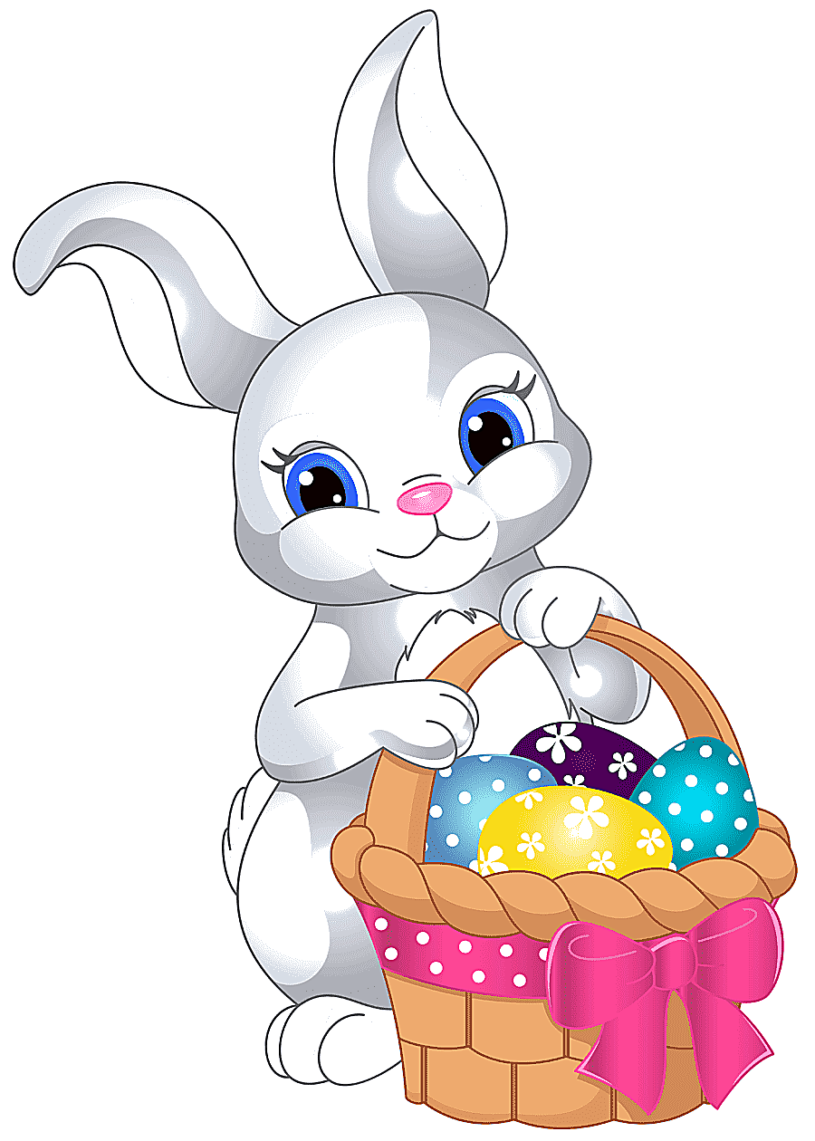png clipart grey rabbit holding basket with eggs illustration easter bunny easter bunny wi